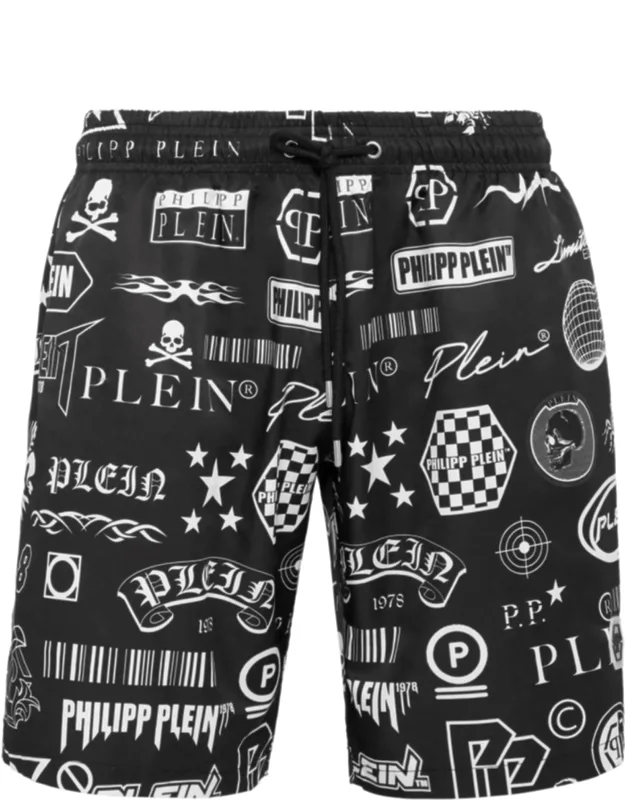 Long Swim-trunks With Elasticated Waistband And Mesh Lining