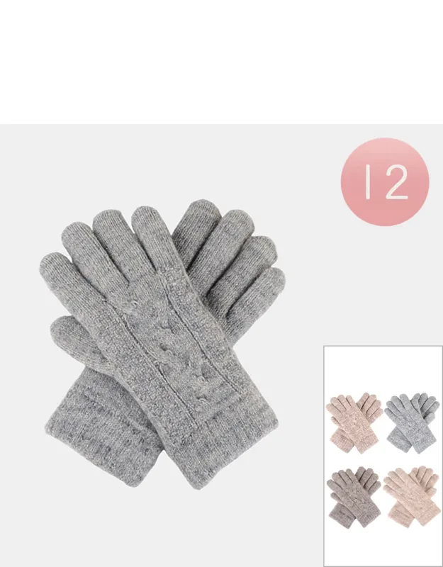 Cable Knit Fleece Lining Gloves