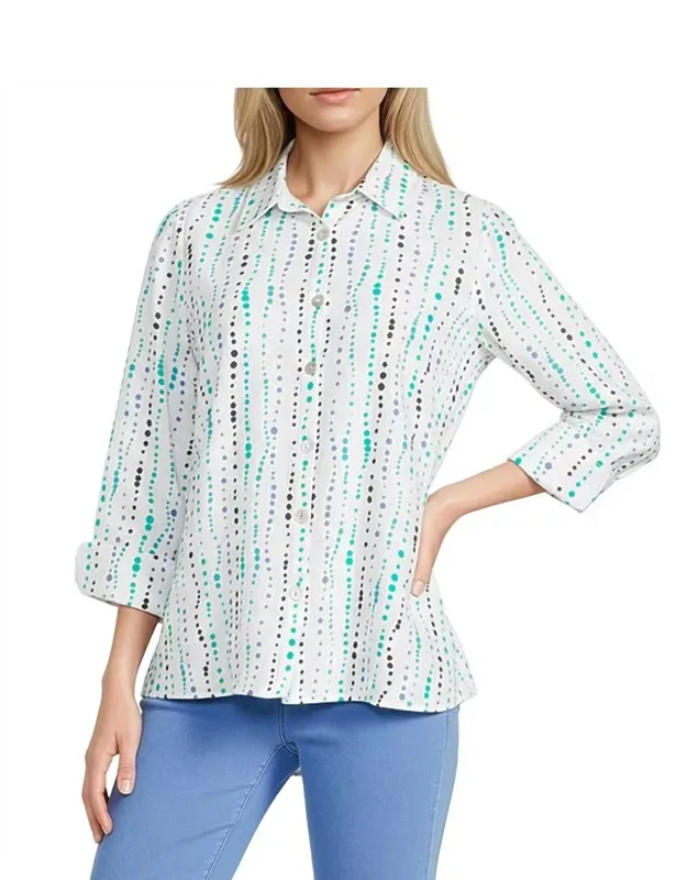 Printed Button Front Shirt With Turn-up Cuff Sleeves
