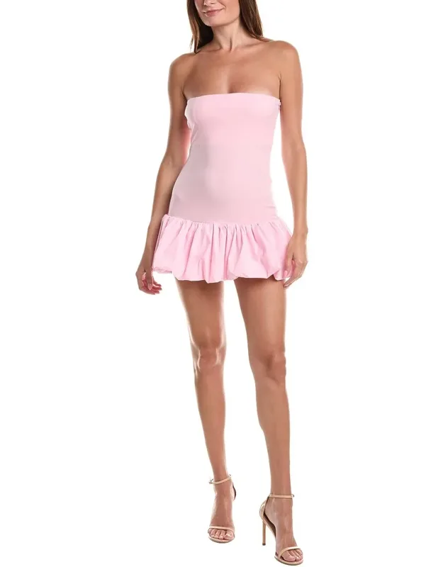 Mini Dress With Flare Hem And Ruched Skirt