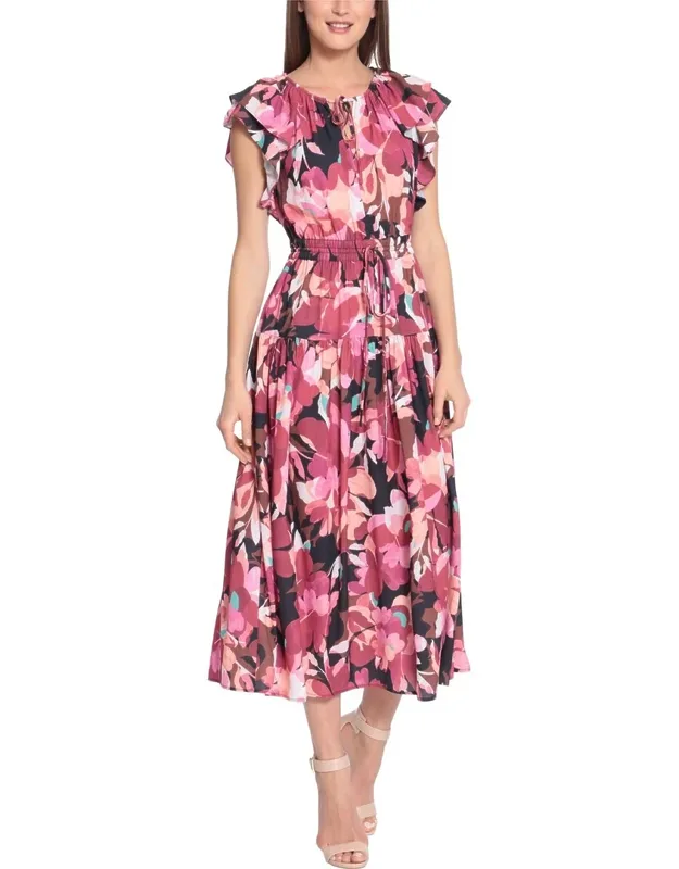 Ruffle Sleeve Midi Dress