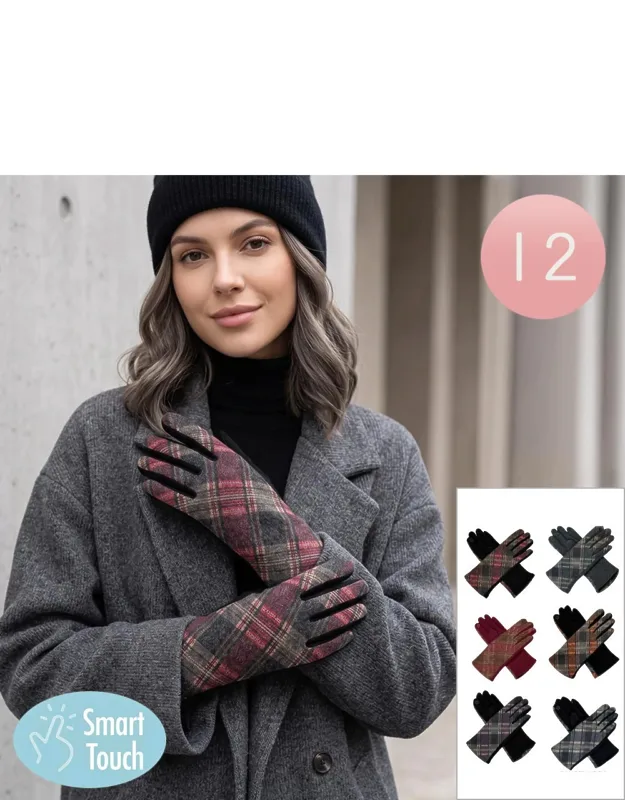 Plaid Smart Touch Winter Gloves