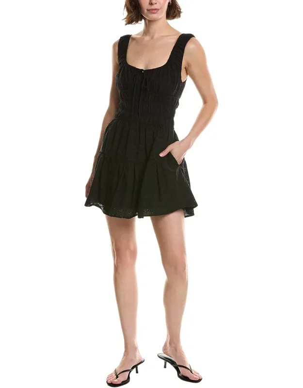 Salt Mini Dress With Broderie Fabric And Smocked Bodice