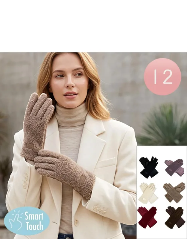 12 Pairs - Sherpa Smart Touch Winter Gloves