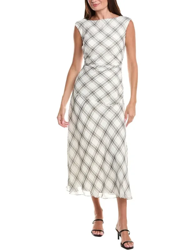 Drop Shoulder Draped Printed Knit Flare Dress