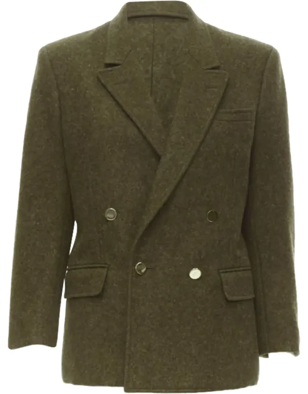 Moss Brown Wool Felt Double Breasted Blazer