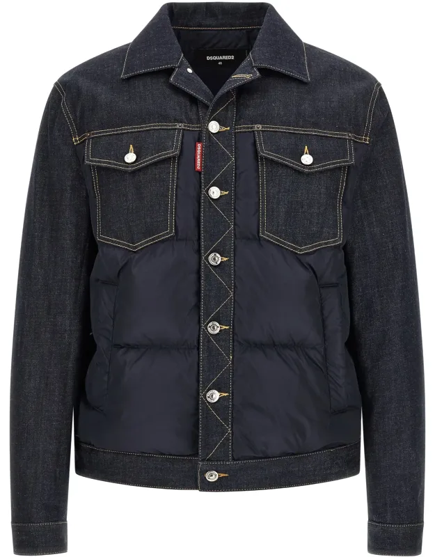 Dsquared² Cotton Jacket With Quilted Technical Fabric And Flap Chest Pockets