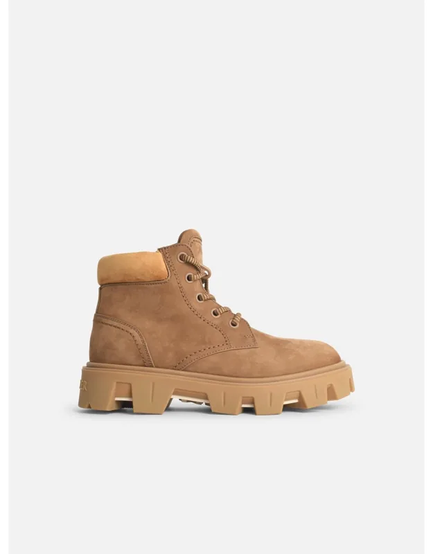 Suede And Khaki Nubuck Ankle Boots