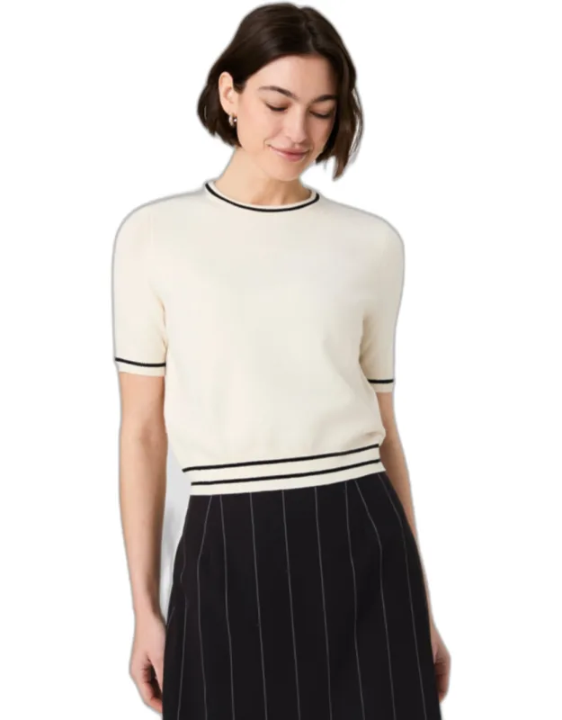 Babesoft Short Sleeve Rib Stripe Top
