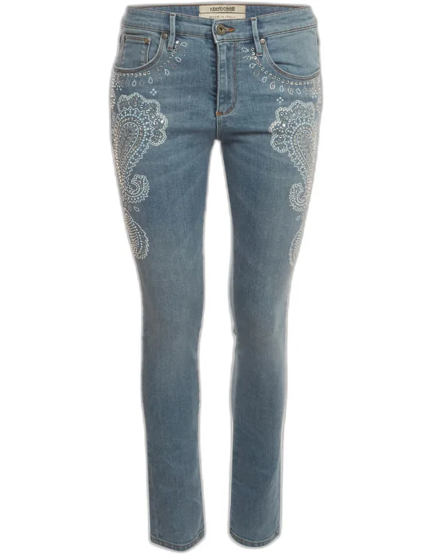 Paisley Crystal Embellished Denim Jeans