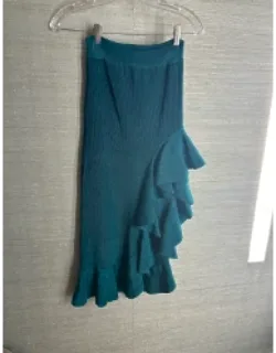 Asymmetric Knit Midi Skirt