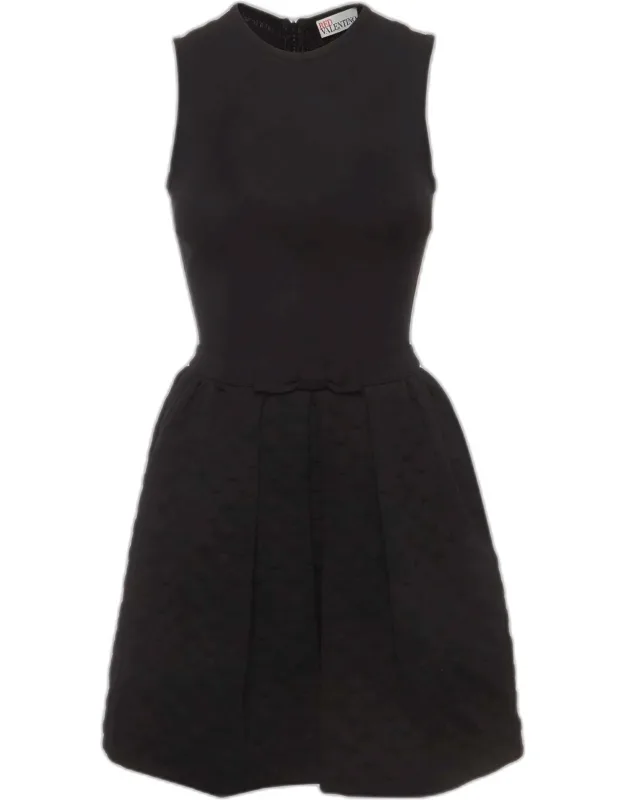 Dotted Jacquard And Jersey Mini Dress