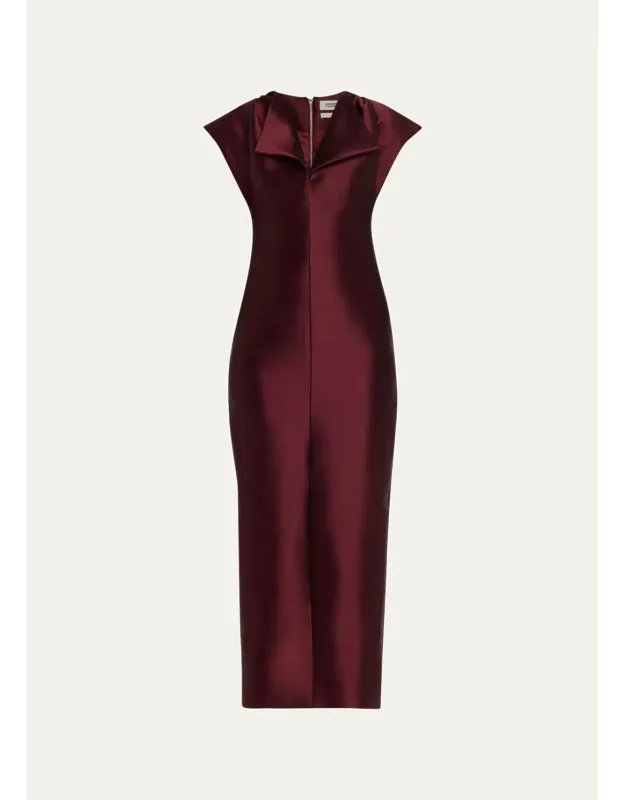 Peel Cap-sleeve Sheath Midi Dress