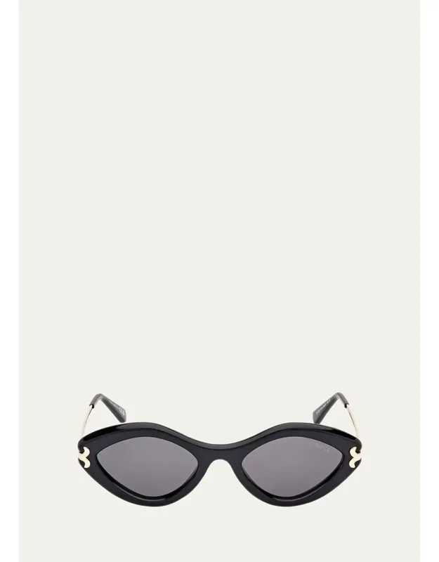 Logo Acetate & Metal Oval Sunglass