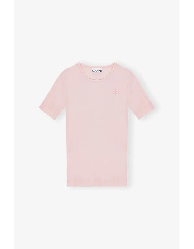 Ganni T-shirt With Round Neckline And Logo