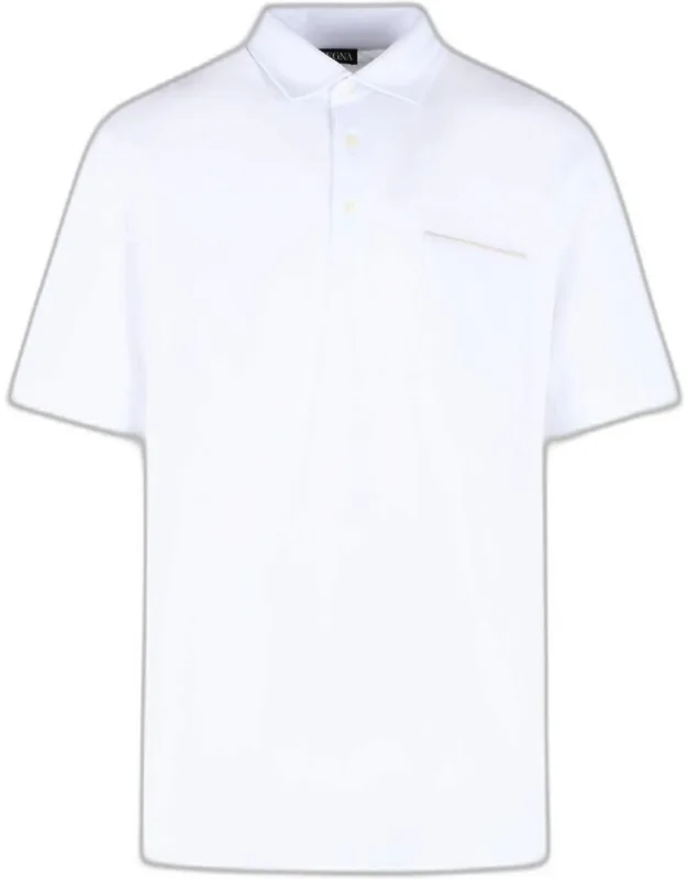 Zegna White Cotton Polo Shirt With Polo Collar And Partial Button Closure