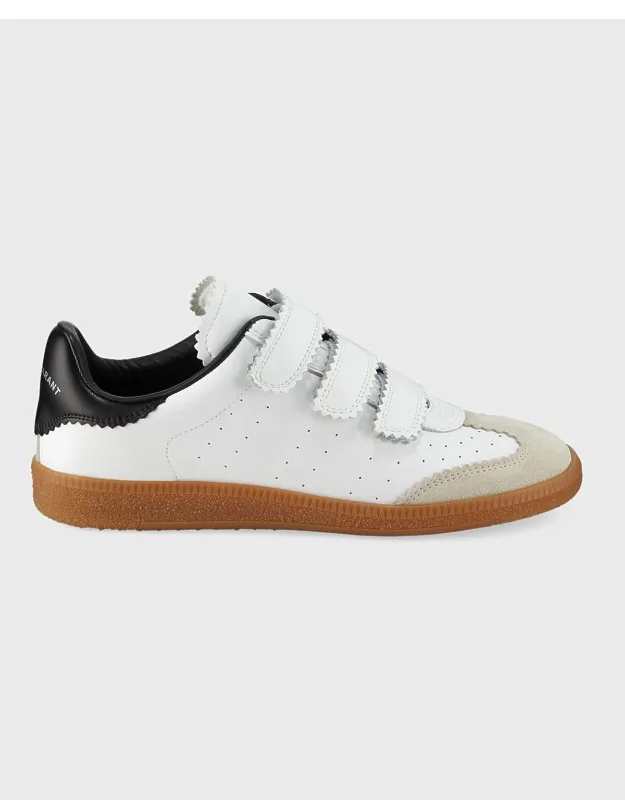 Perforated Leather Grip-strap Sneakers
