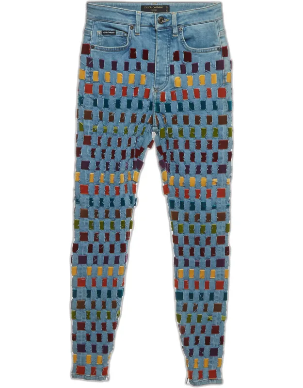 Multicolour Denim And Velvet Ribbon Audrey Jeans