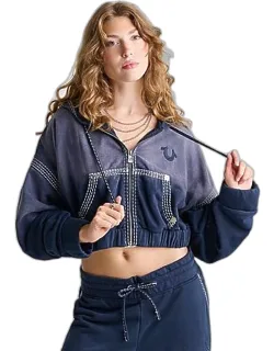 Super T Washed Relaxed Girlfriend Full-zip Hoodie