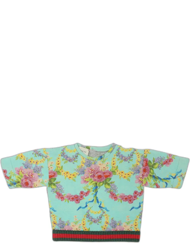 Floral Printed Cotton 3/4 Sleeve Sweatshirt