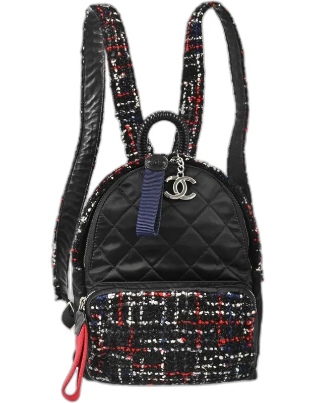 Astronaut Essentials Small Quilted Satin Tweed Backpack Bag