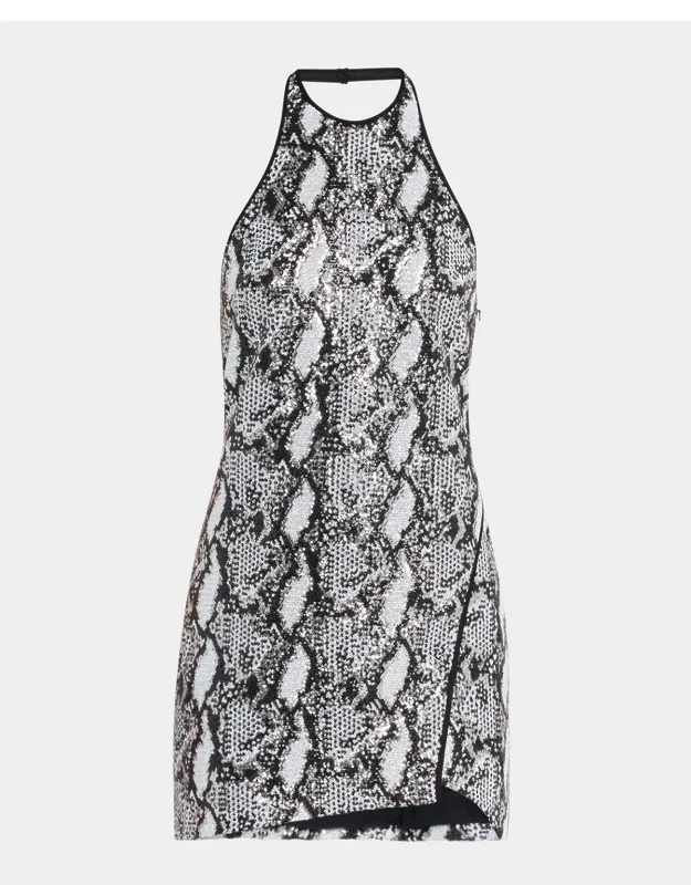 Sequined Halter Mini Dress