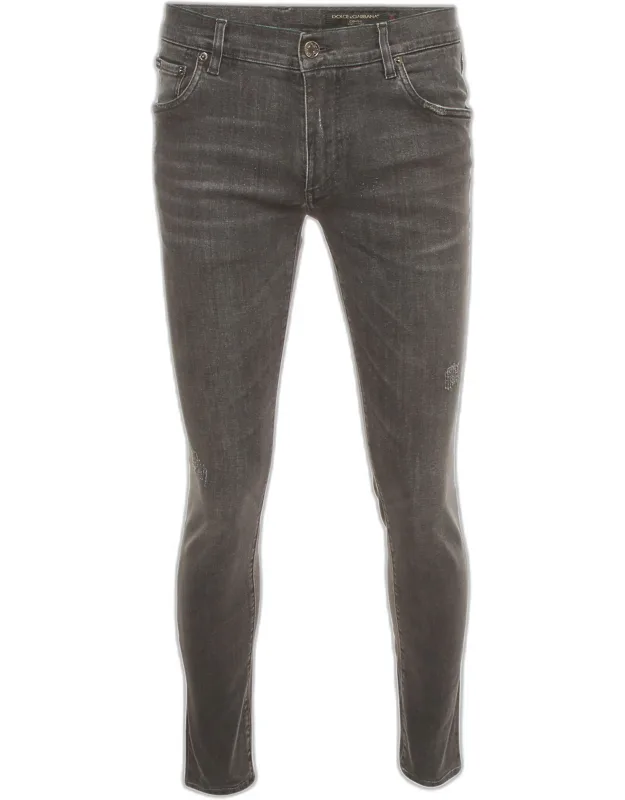 Distressed Stretch Denim Jeans L/waist 33"