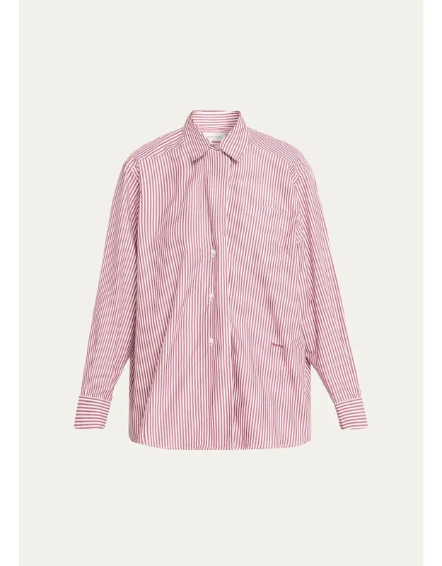 Asymmetric Striped Cotton Poplin Shirt