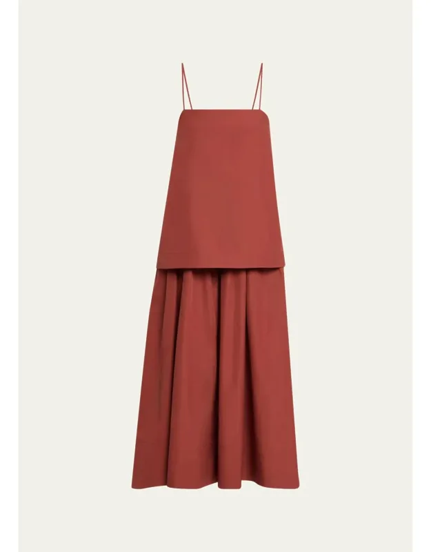 Cotton Spaghetti-strap Midi Dress