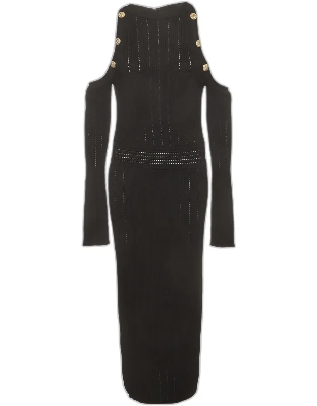 Rib Knit Halter Neck Midi Dress