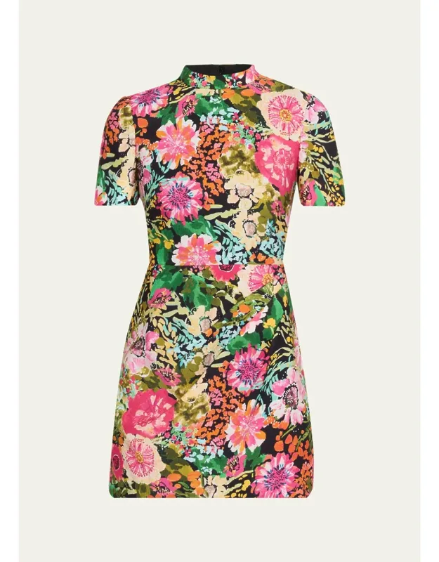 Draped Floral Mini Dress