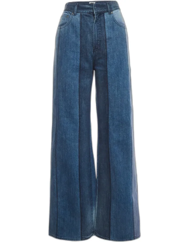 Denim Dual Tone Patchwork Jeans