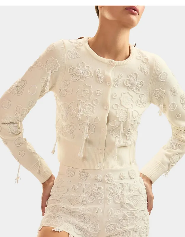 Beaded Shrunken Cardigan