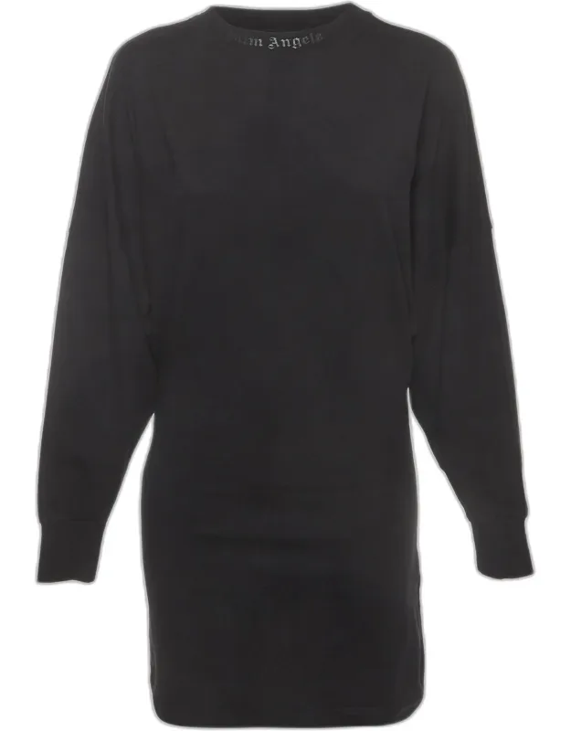 Logo Print Cotton Long-sleeve Sweatshirt Dress
