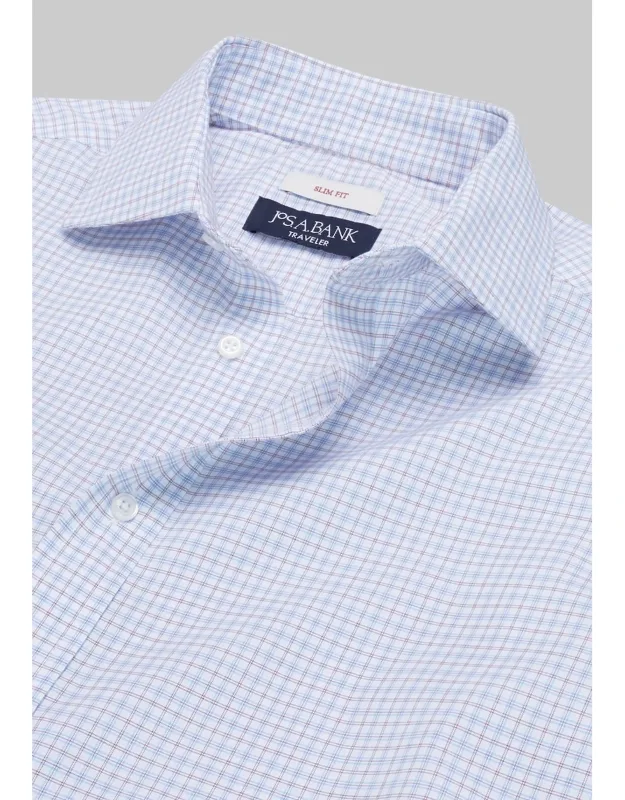 Traveler Collection Slim Fit Plaid Dress Shirt