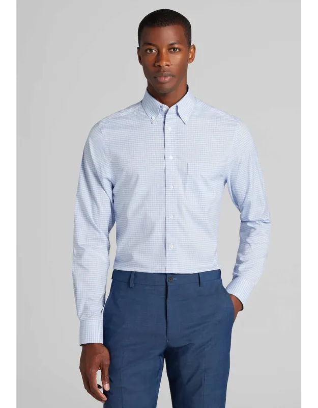 Traveler Collection Slim Fit Button-down Collar Plaid Dress Shirt