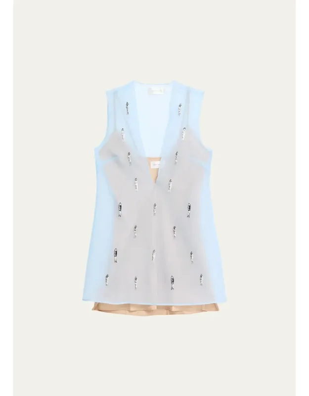 Embellished Chiffon Mini Dress