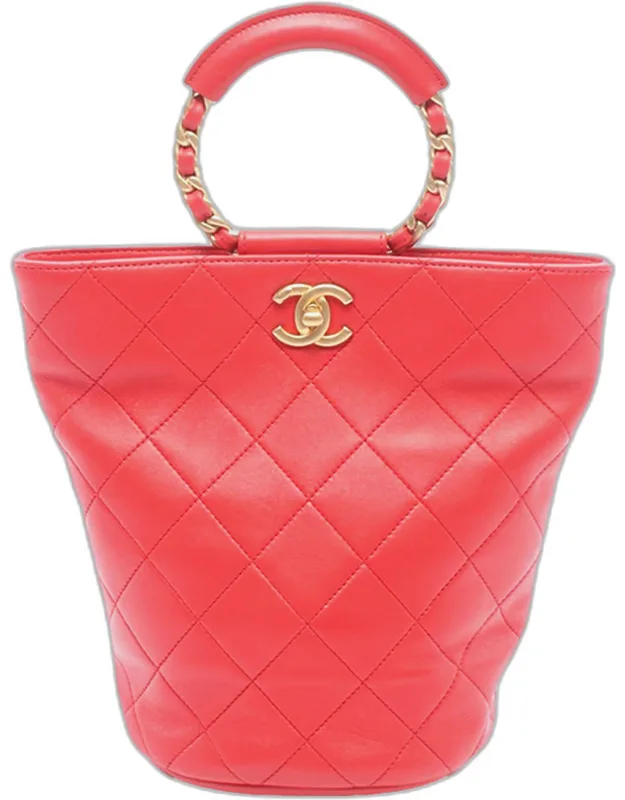 In The Loop Quilted Lambskin Leather Loop Handle Bucket Backpack Bag