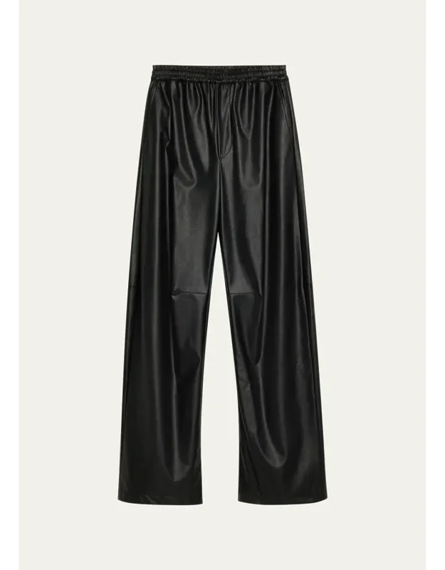 Faux Leather Wide-leg Pants
