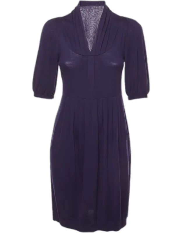 Wool Knit Pleated Mini Dress