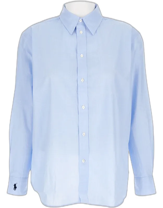 Shirt With Front Closure And Embroidered Logo