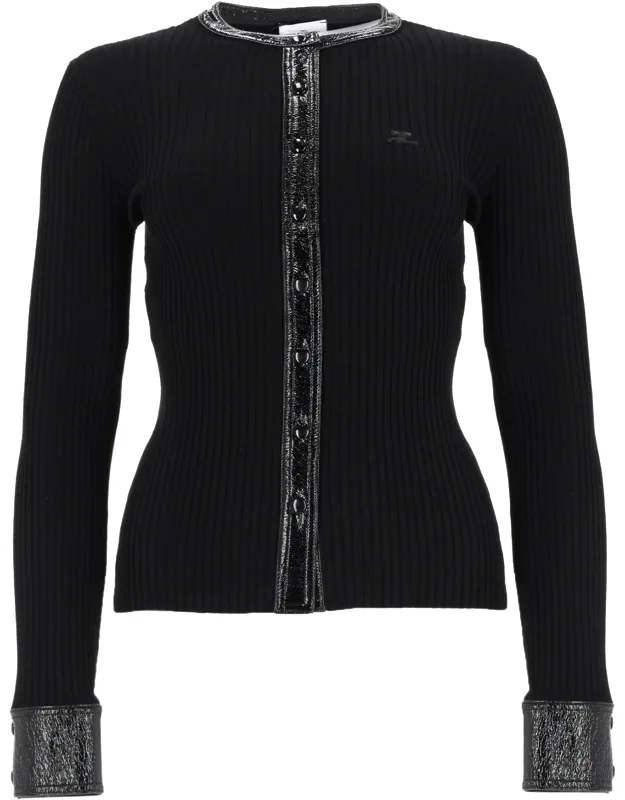 Cardigan With Vinyl Details
