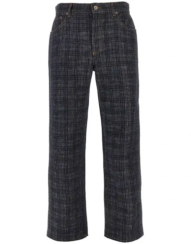 Check Denim Loose Fit Jeans