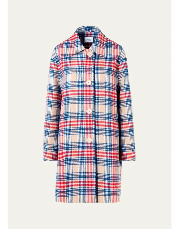 Check Wool Mid-length Coat