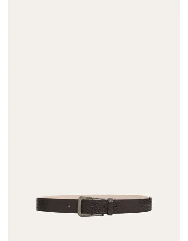 Lizard-effect Leather Belt