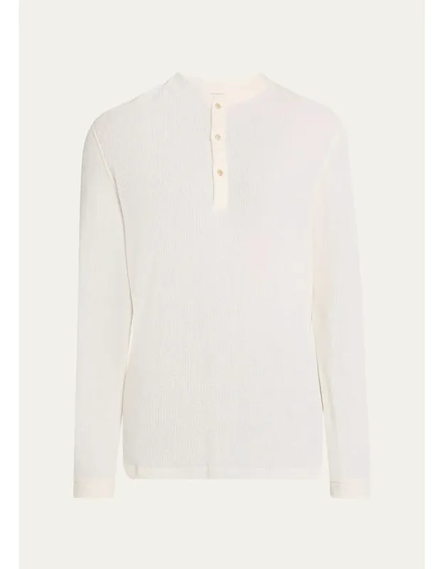 Cashmere And Cotton Waffle-knit Long-sleeve Henley T-shirt