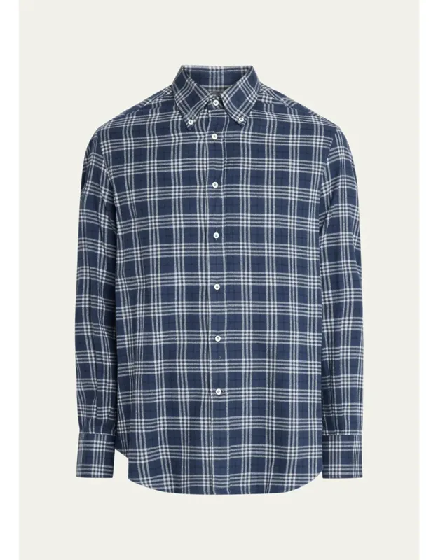 Cotton-lyocell Plaid Button-down Shirt