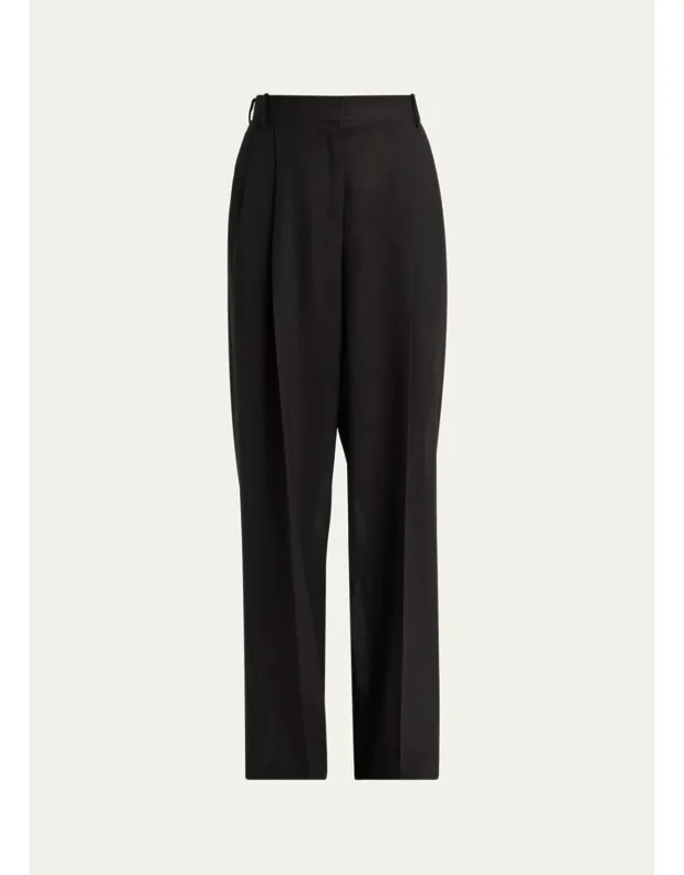Double-pleated Wool Straight-leg Trousers