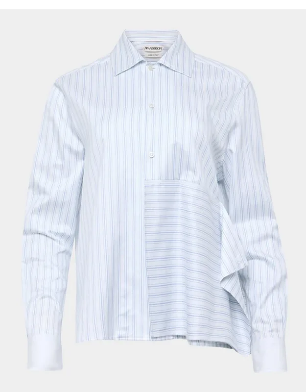 Asymmetric Drape Striped Button-down Shirt