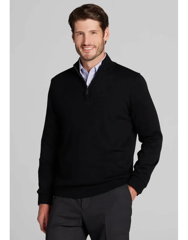 Tailored Fit Pima Cotton Quarter Zip Sweater